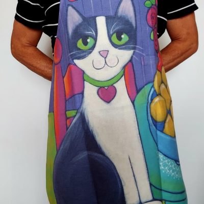 Delantal gato blanco & negro